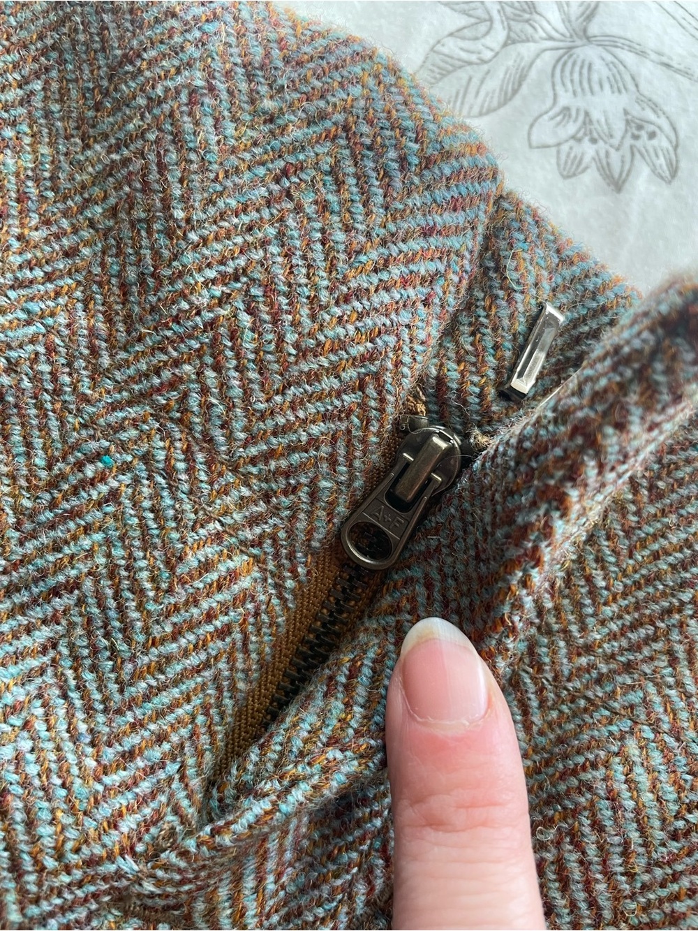 Abercrombie Vintage Brown Teal Herringbone Micro Mini Pleated Skirt 0 Preppy Y2K - Picture 5 of 9